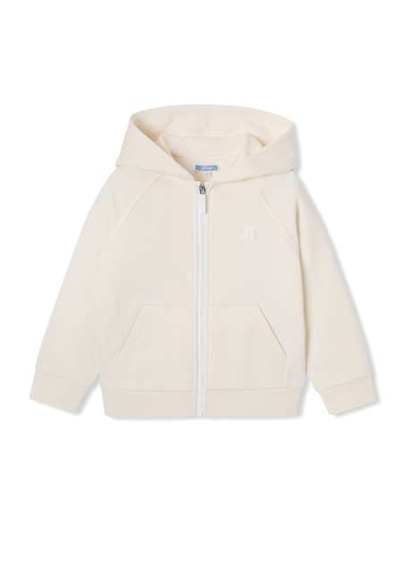 Ecru Polar Hooded Zipper Girl Boy Sweatshirt