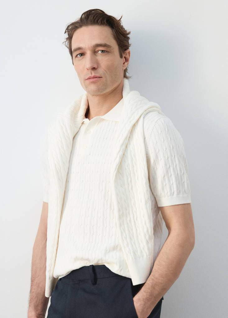 100% cotton braided knitted polo shirt — Product image 18 of 29