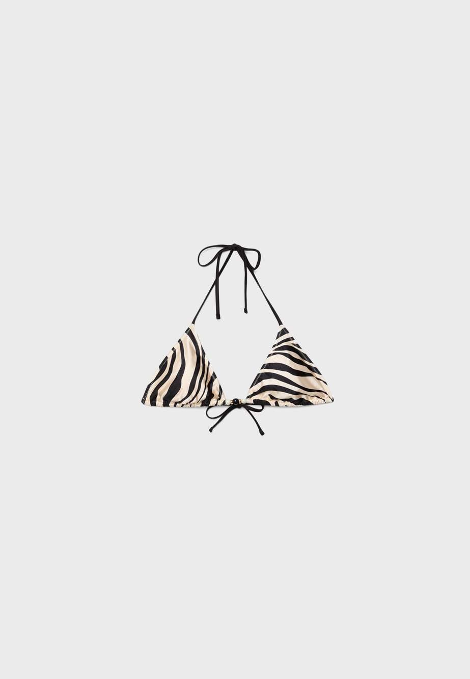 Printed satin triangle bikini top — صورة المنتج 6 من 11
