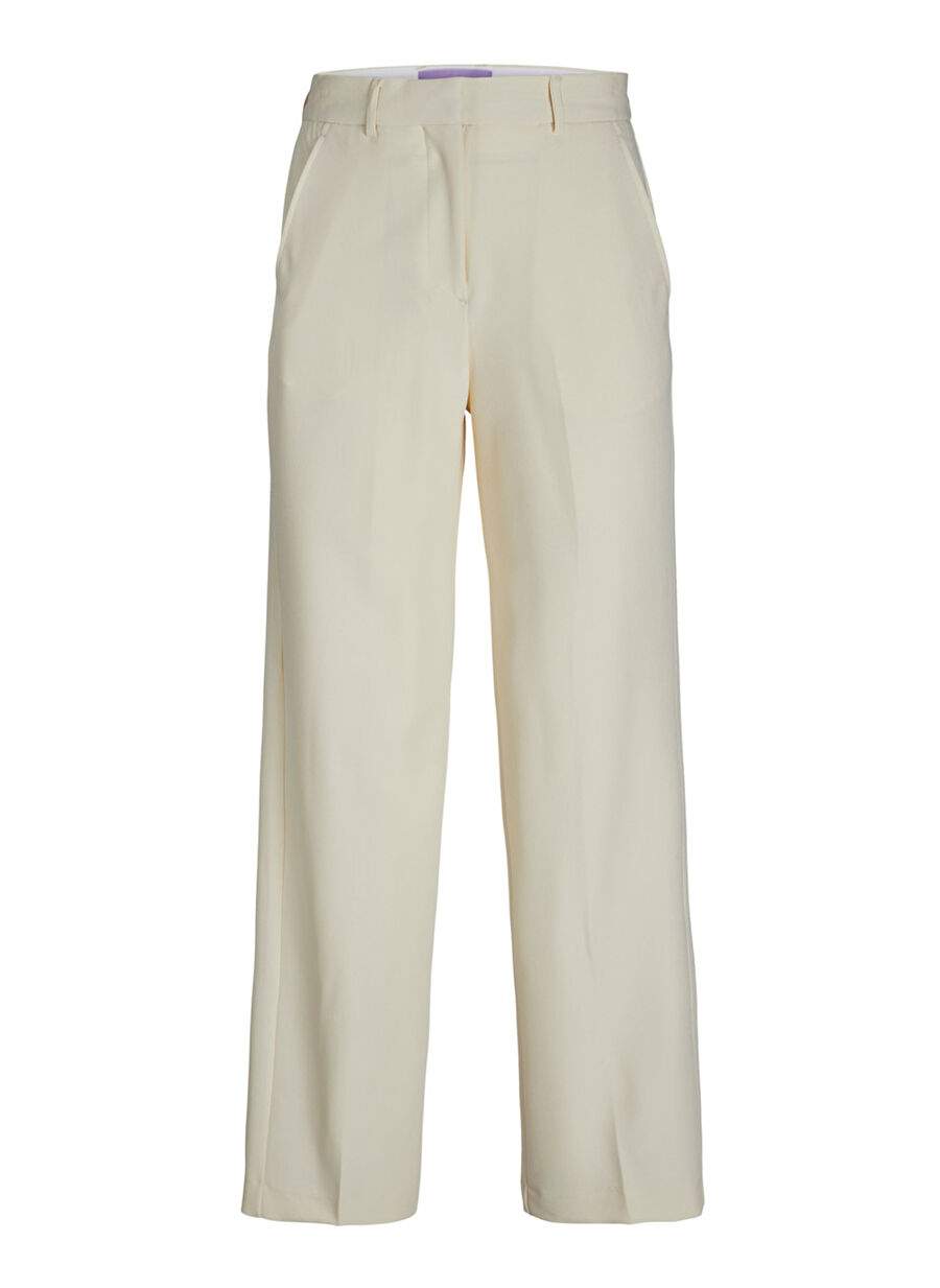 High Waist Cream Women's Trousers 12200674 — Product image 3 of 6