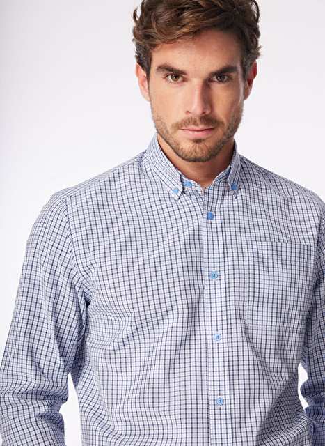 Factory Comfort Blue Men's Buttoned Regular Fit Shirt CM MYDOS 104