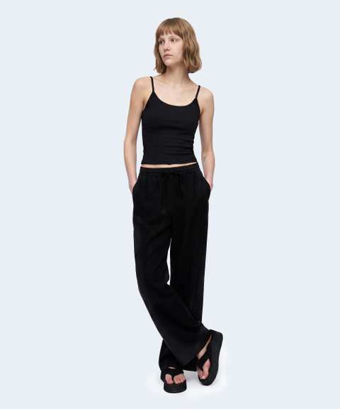 Barrel pants with waist straps