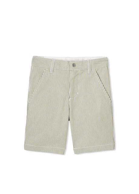Green Striped Twill Boy Bermuda Shorts