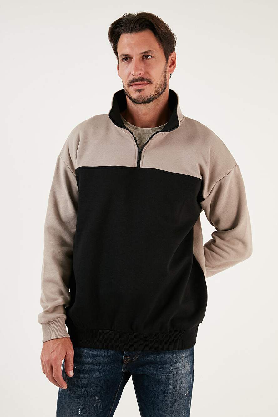 Buratti Regular Fit Zippered Upright Collar With Feathered Soft Chardonnay Winter Sweat Men's SWEAT 5905343 — Product image 4 of 5