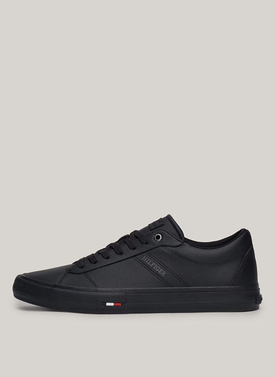 Tommy Hilfiger Siyah Erkek Deri Sneaker TH HI VULC STREET RWB LTH LOW — Product image 4 of 8