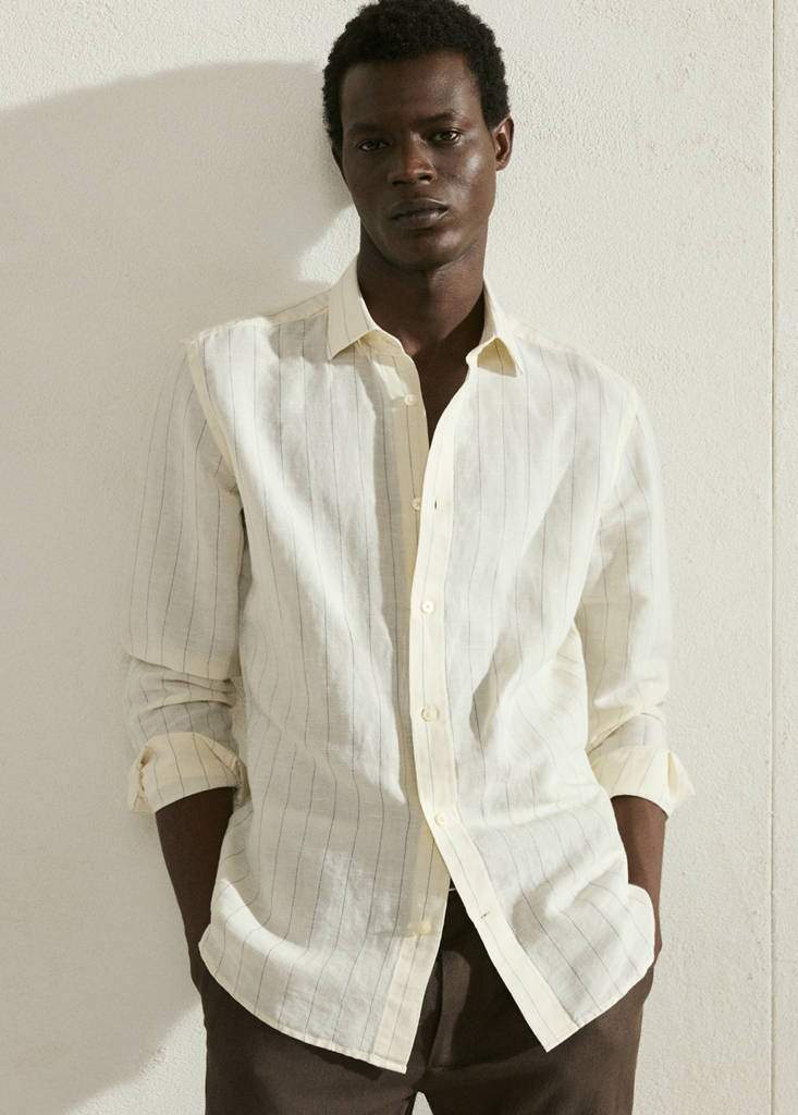 Regular-fit striped cotton-linen shirt — Product image 17 of 26