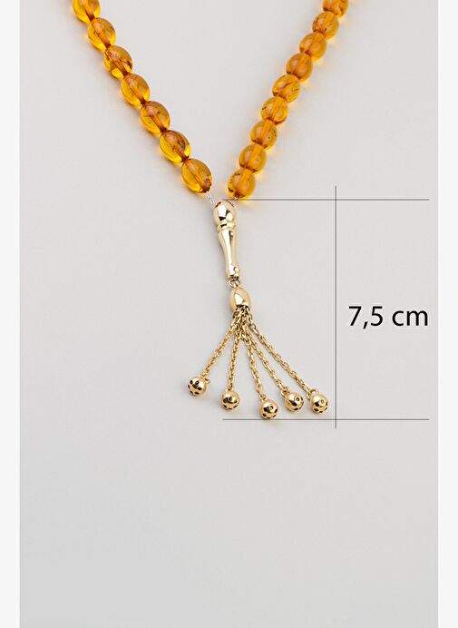 Dogal Amber Kehribar Tasl 14 Ayar Altn Tesbih — Product image 15 of 30
