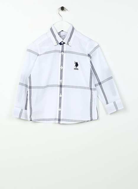 U.S. Polo Assn. Desenli Beyaz Erkek Çocuk Gömlek MILASOKIDS