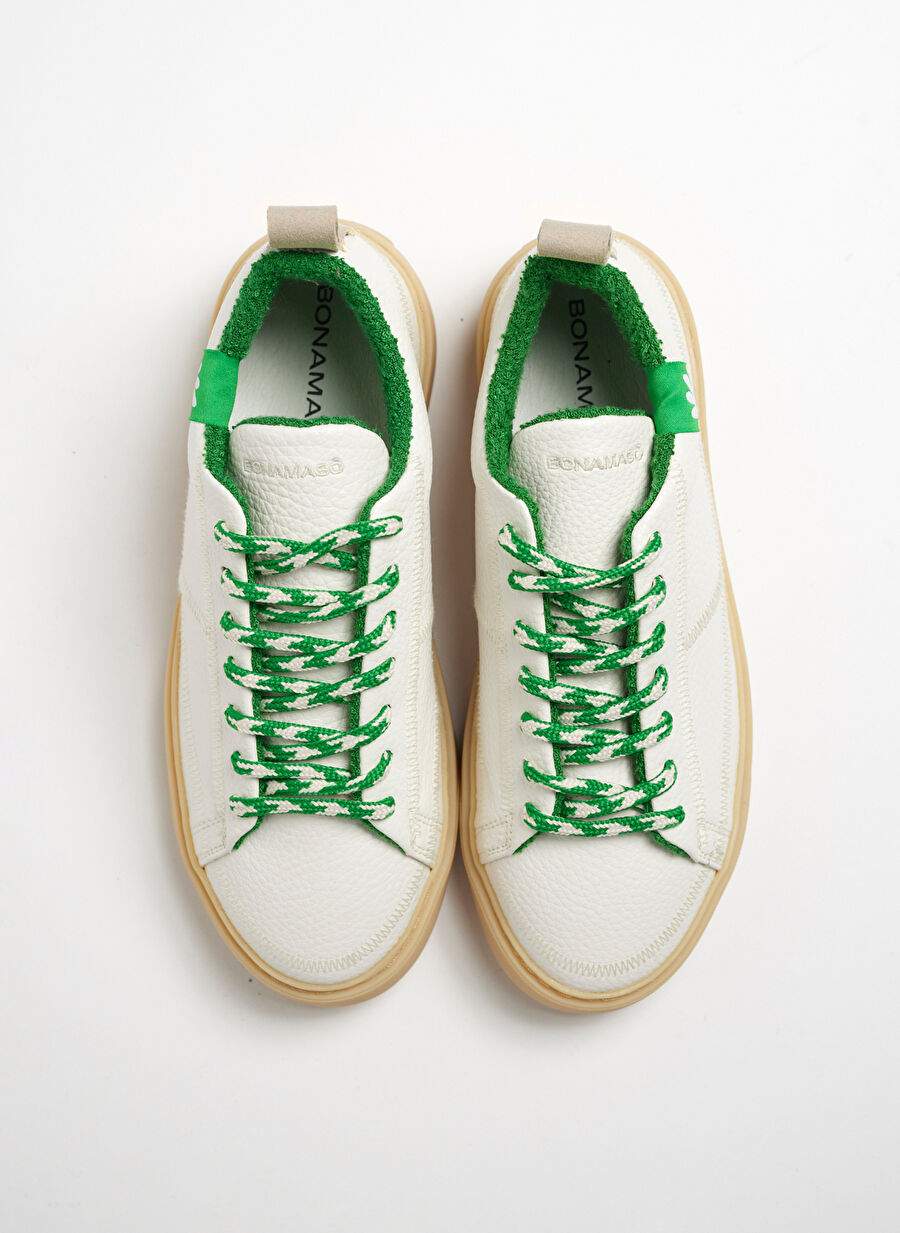 Bonamaso Beyaz-Yeşil Kadın Deri Sneaker AFL — صورة المنتج 4 من 5