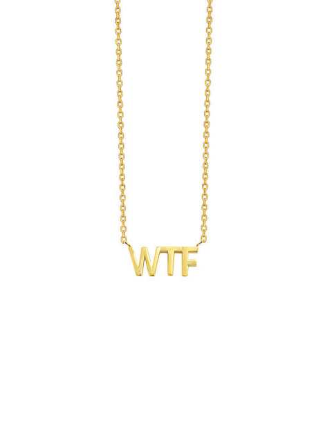 14K Gold Plated WTF Necklace on Silver