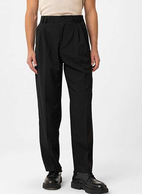 Antioch Black Cift Pleated Baggy Fit Men's Pants