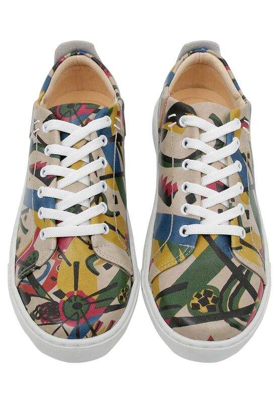 Women Vegan Leather Multicolor Sneakers - Beauty in Chaos Design — صورة المنتج 4 من 8