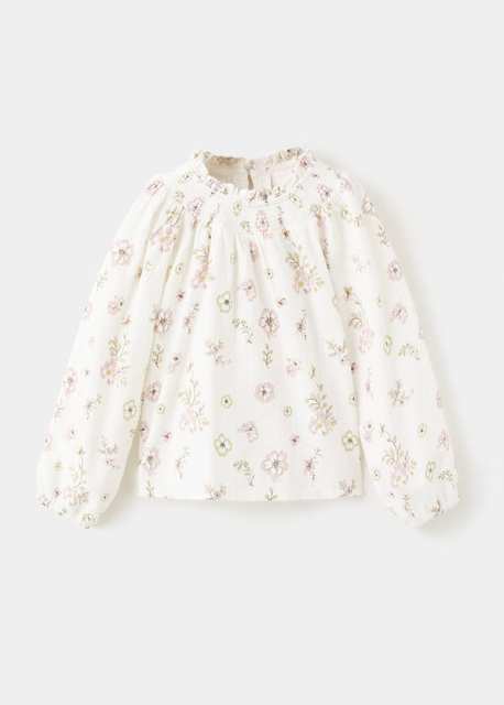 Cotton blouse with floral pattern
