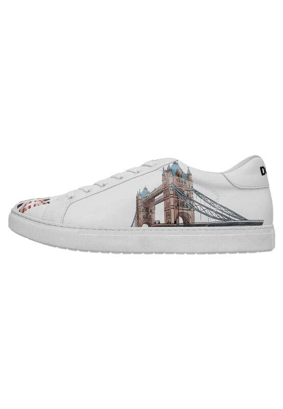 Men Vegan Leather White Sneakers - It's the Time for London Design — Product image 3 of 8