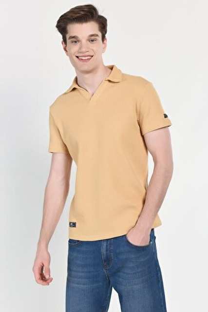 RUSSEL Kahve Polo Yaka baskılı Standard Fit Erkek Tshirt