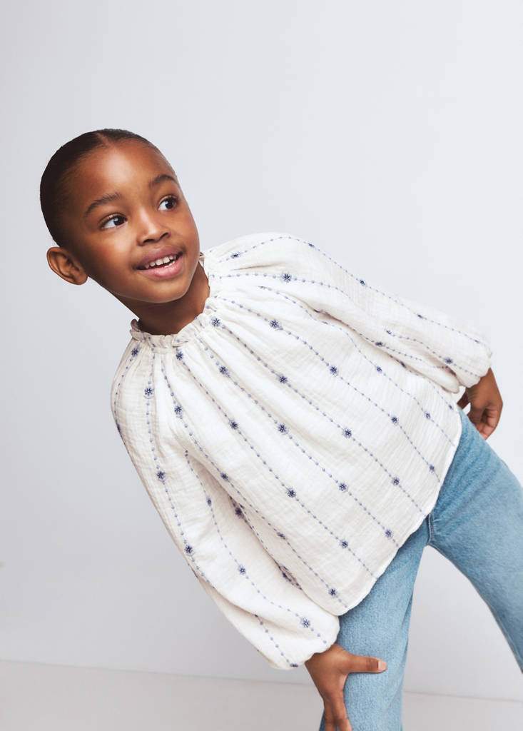 Flower-embroidered cotton blouse — Product image 5 of 6