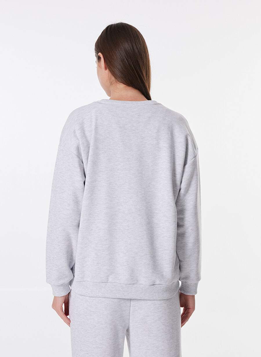 Limon Gri Melanj Kadın Bisiklet Yaka Basic Sweatshirt ML4WL-SWT9011 — صورة المنتج 5 من 5