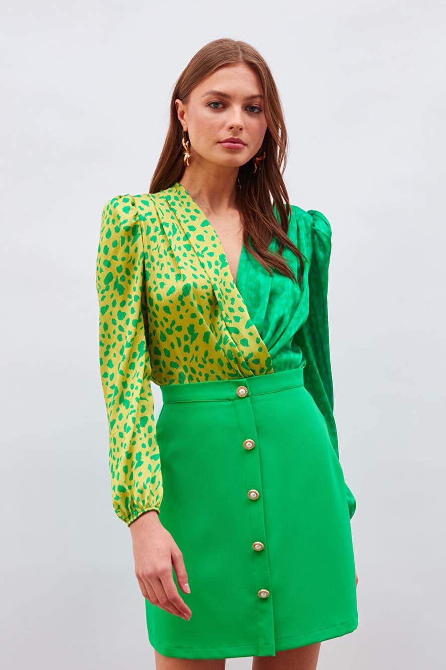 Kruvaze Desenli Bodysuit Sar Ekru — Product image 12 of 30