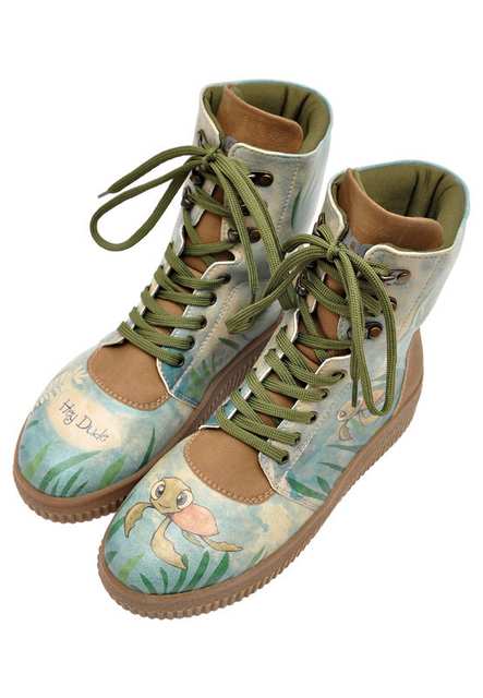 Women Vegan Leather Turquoise Long Boots - Hey Dude Design