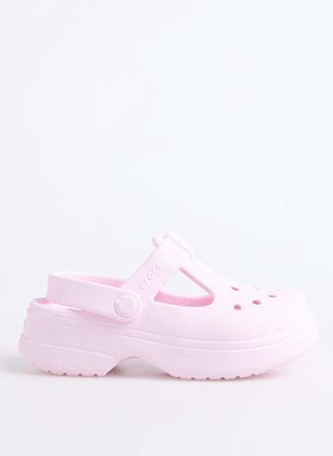 Crocs Pink Girls' Beach Slippers Classic Mary Jane Clog K