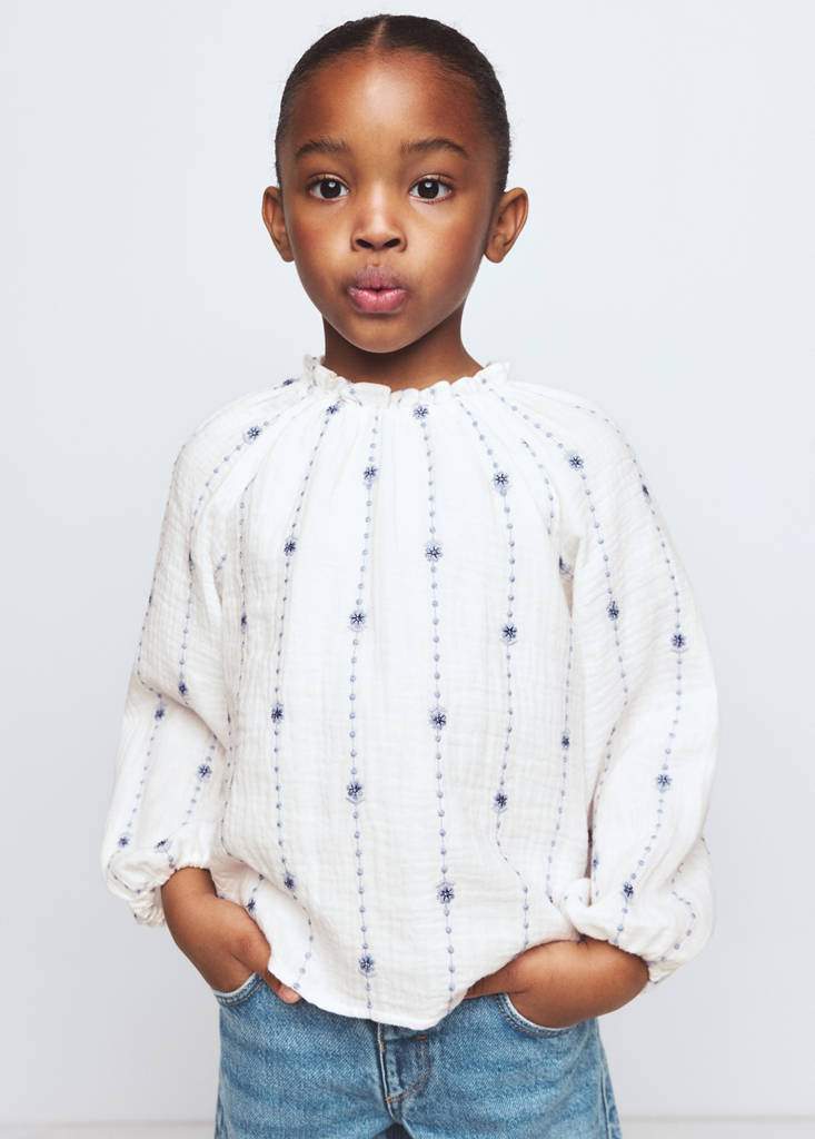 Flower-embroidered cotton blouse — Product image 4 of 6