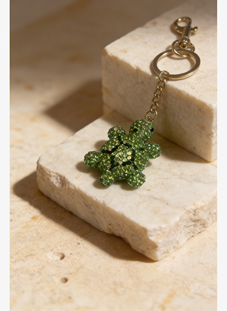 Kadn Yesil Tasl Kaplumbaga Charm