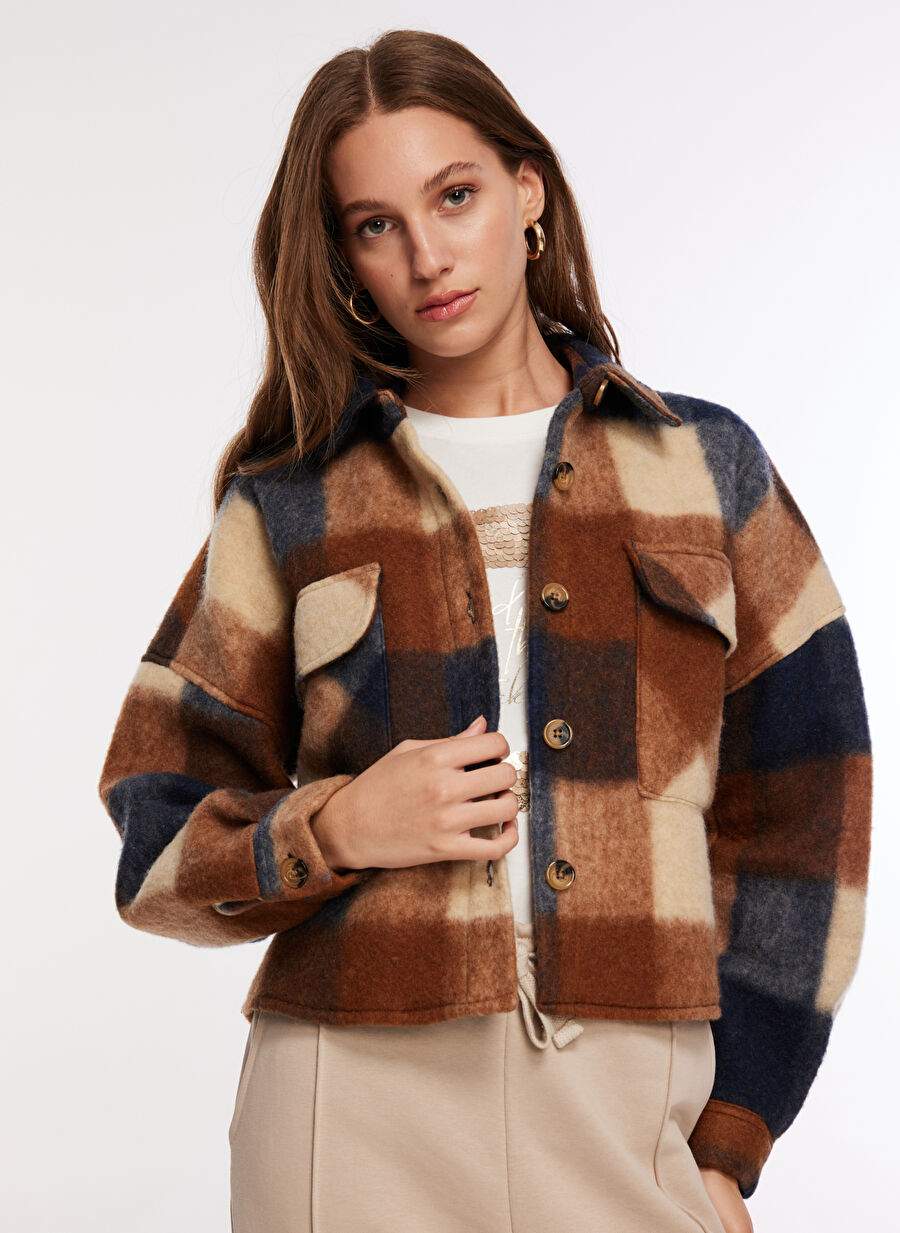 Factory Multicolor Women's Wide Fit Plaid Shirt F3WL-GML9 — Product image 3 of 5