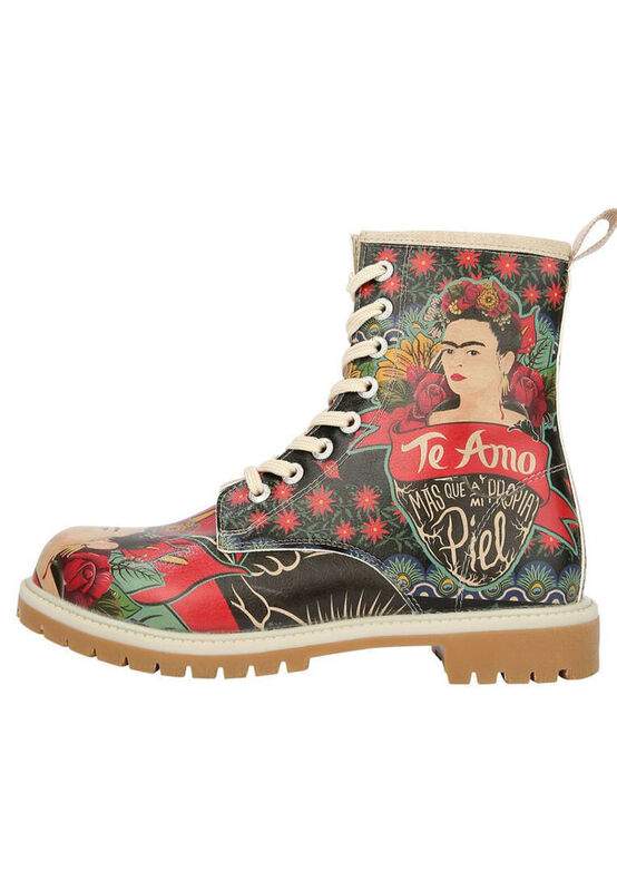 Women Vegan Leather Green Long Boots - Te Amo Frida Kahlo Design — Product image 4 of 8