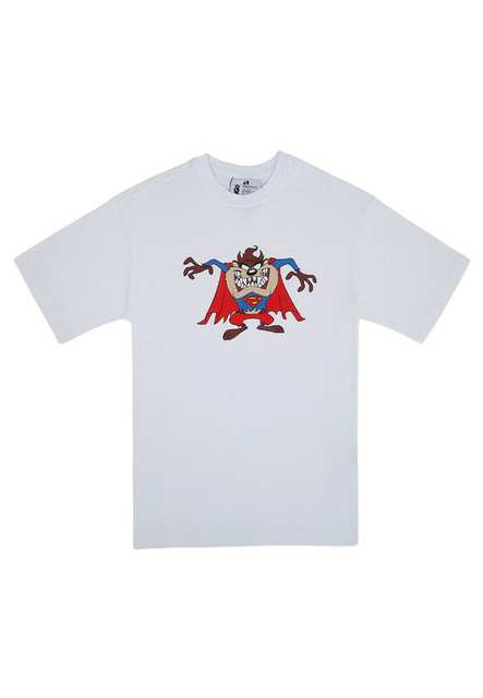 Men Vegan White T-Shirt - Warner Bros Tasmanian x Superman Design