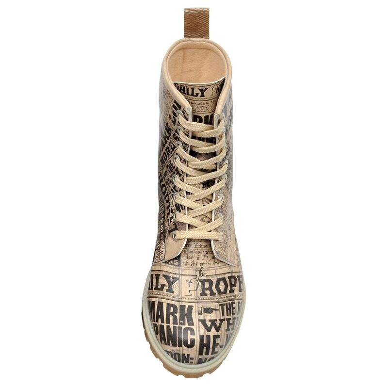 Women Vegan Leather Beige Long Boots - Warner Bros Daily Prophet Harry Potter Design — Product image 6 of 7