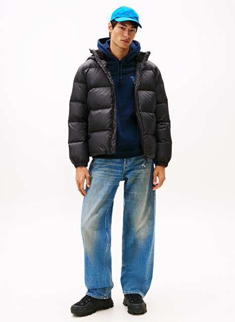 Essential Down Kapuson Regular Fit Siyah Erkek Duz Mont Dm0dm19786bds