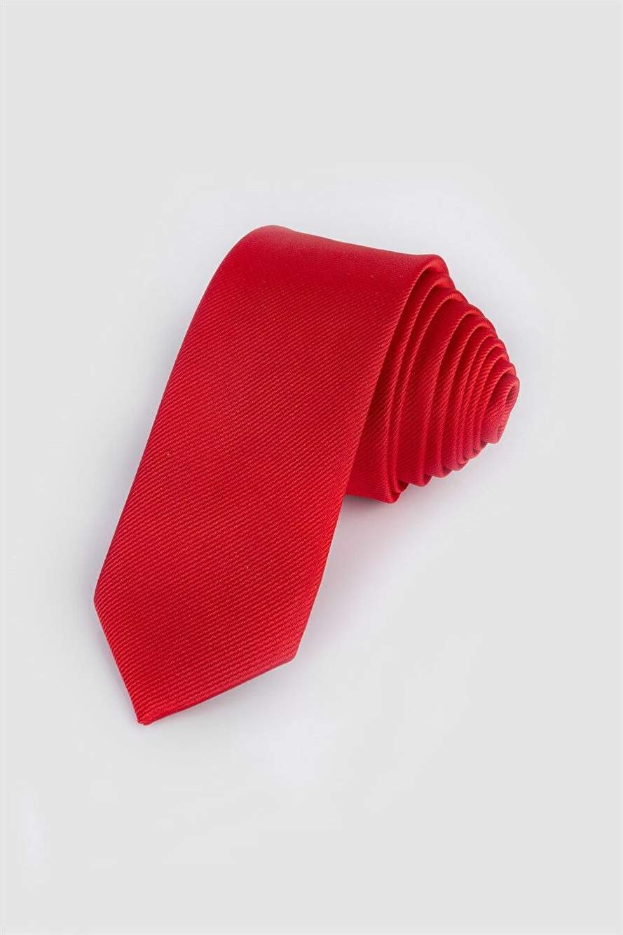 Thin Self-Patterned Men's Red Tie — Product image 2 of 4