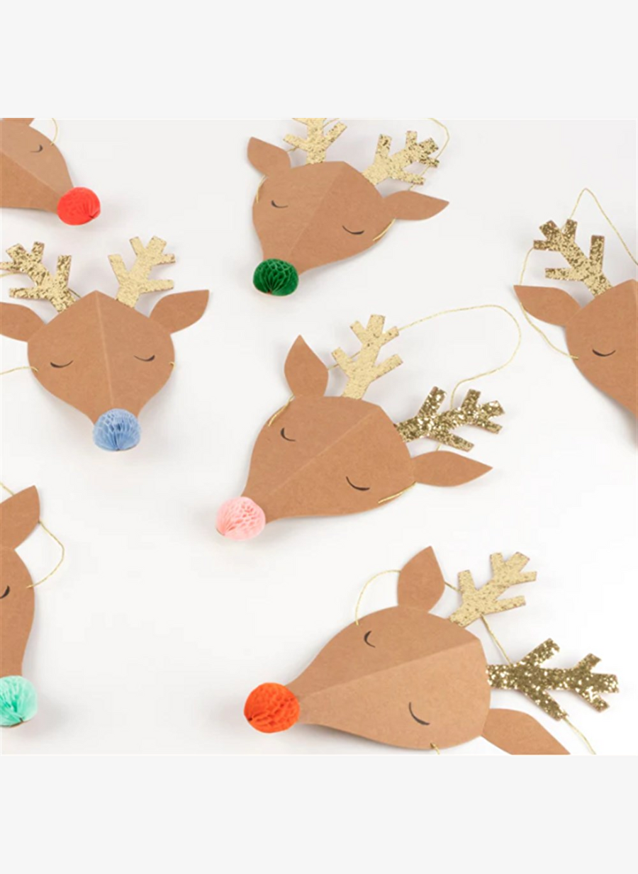 Meri Meri - Reindeer Party Hats - Ren Geyikleri Parti Şapkaları - 6lı — صورة المنتج 3 من 4