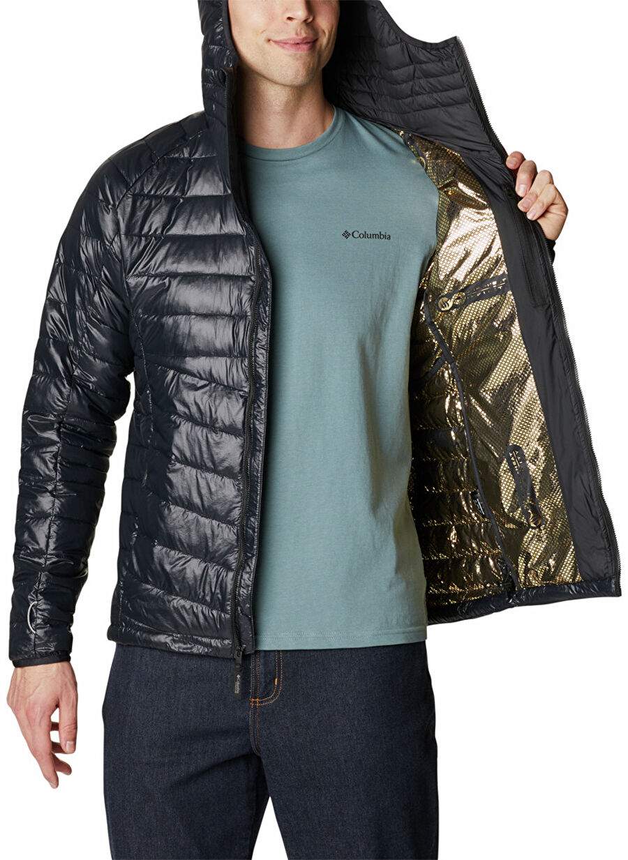 Columbia WO2808 PLATINUM PEAK HOODED JACKET Siyah Kapüşon Yaka Normal Normal Kalıp Erkek Mont — صورة المنتج 5 من 9