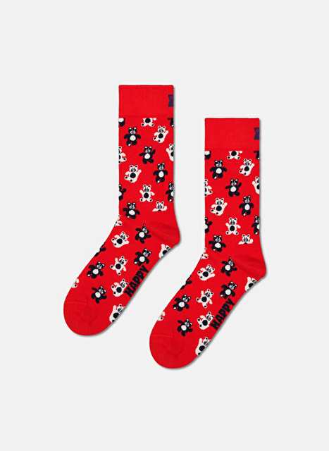 Happy Socks Krmz Kadn Desenli Soket Corap P003200