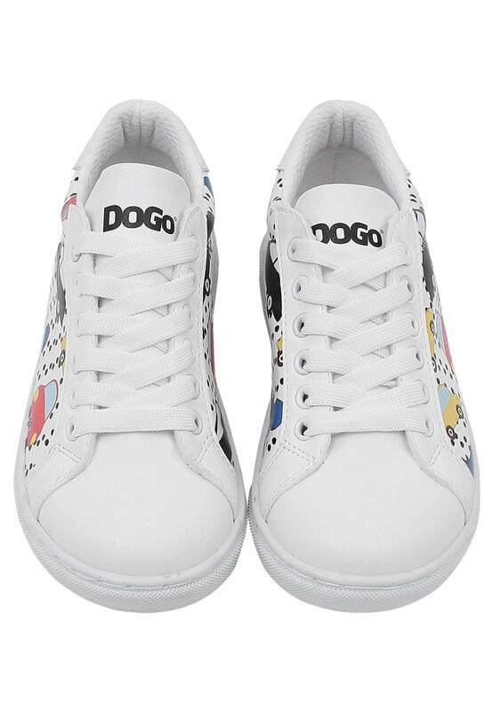 Unisex Kids Vegan Leather White Sneakers - Just Go Somewhere Design — Product image 3 of 8