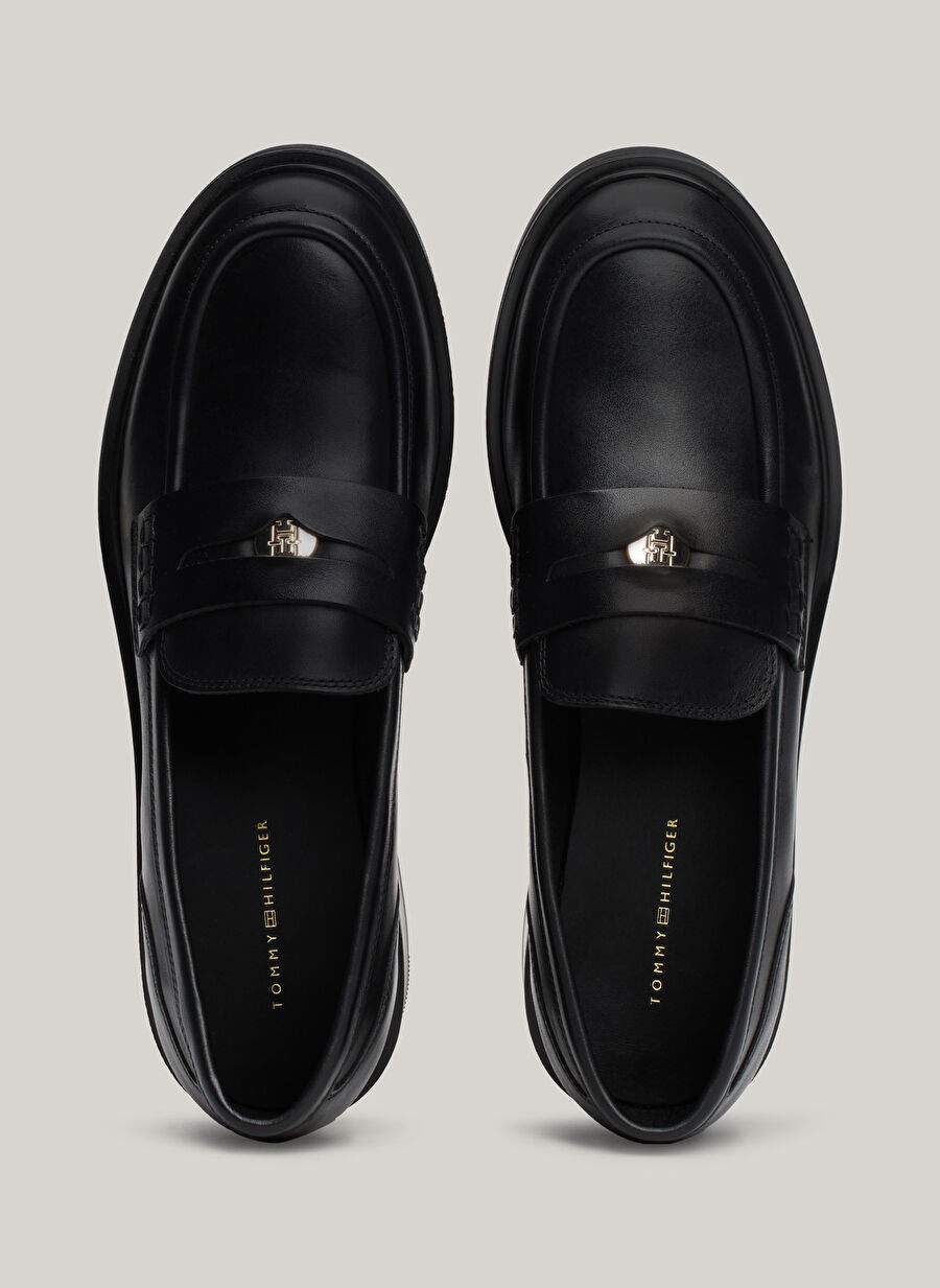 Tommy Hilfiger Siyah Kadn Deri Loafer Fw0fw08029bds — صورة المنتج 5 من 8