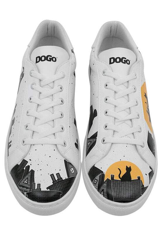 Men Vegan Leather White Sneakers - Night Lovers Design — صورة المنتج 7 من 8