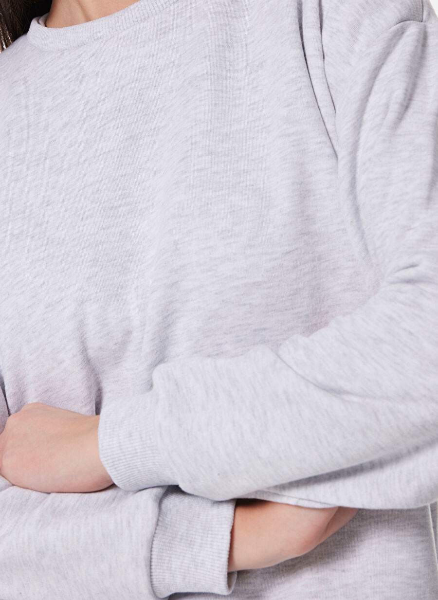 Limon Gri Melanj Kadın Bisiklet Yaka Basic Sweatshirt ML4WL-SWT9011 — صورة المنتج 4 من 5