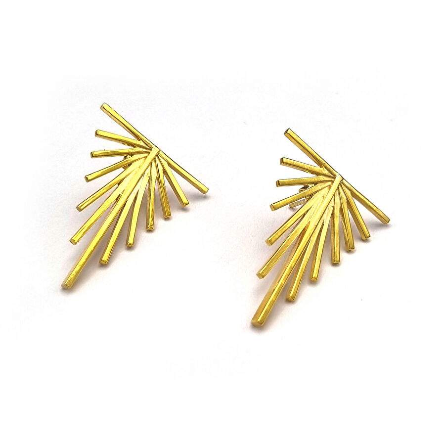 Aristotle Triangle 925 Sterling Silver 14K Gold Plated Women's Earrings — Product image 4 of 4