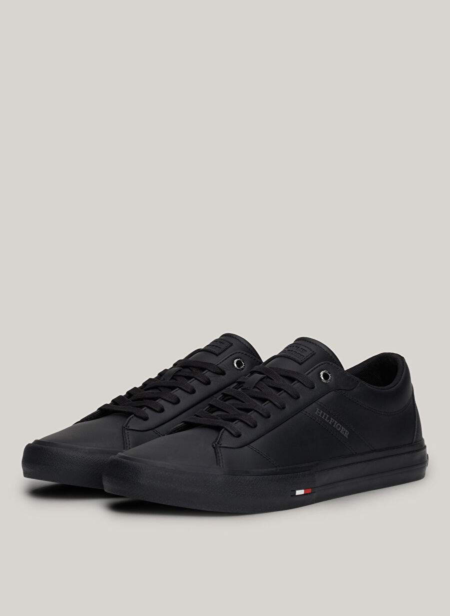 Tommy Hilfiger Siyah Erkek Deri Sneaker TH HI VULC STREET RWB LTH LOW — Product image 3 of 8