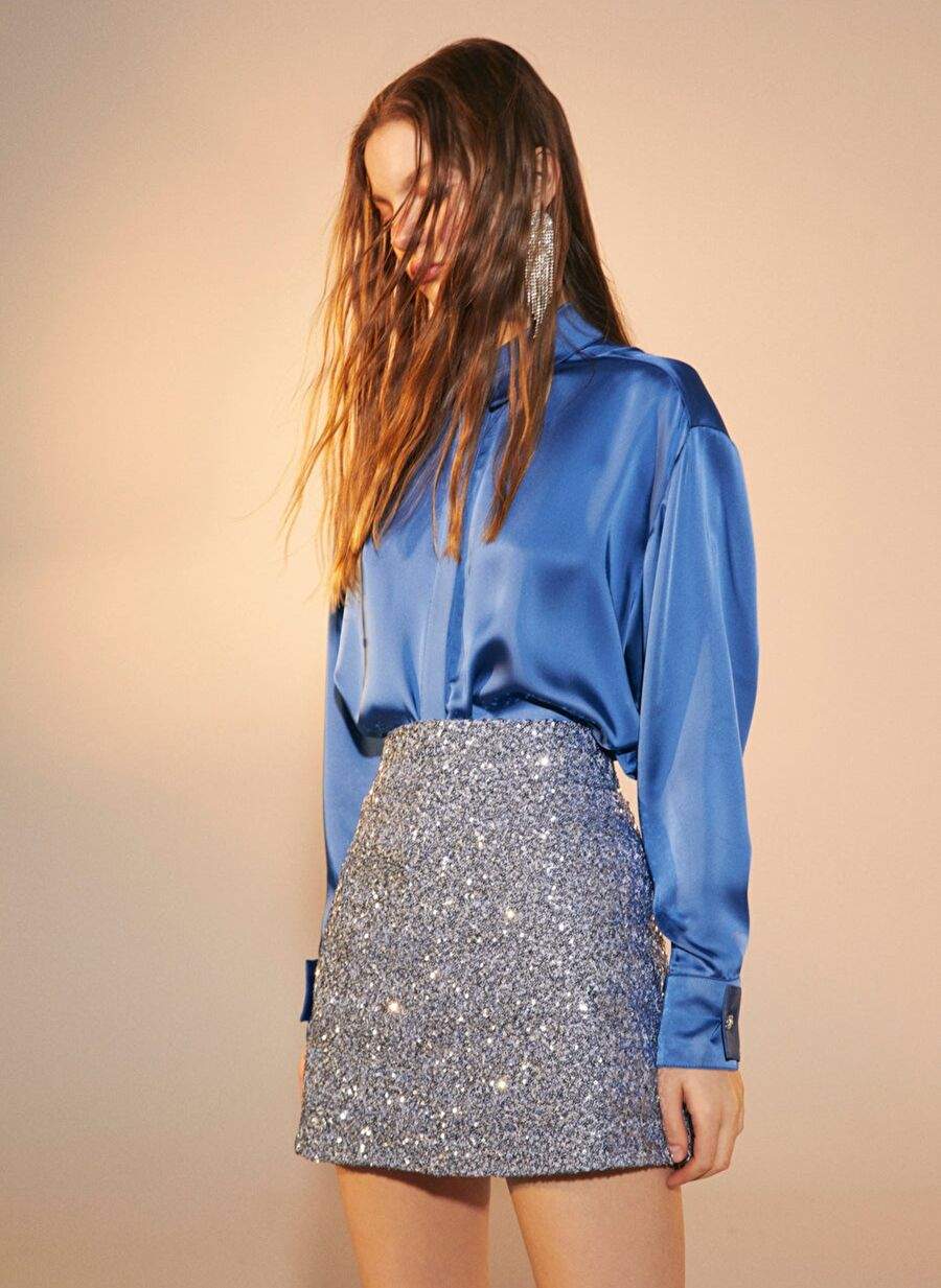Ravenna Satin Shirt French Blue — Product image 4 of 5