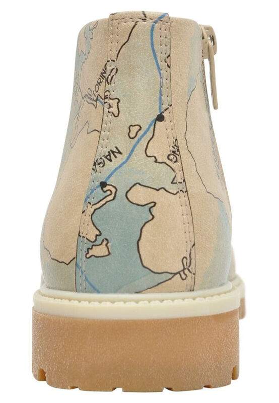 Women Vegan Leather Beige Zipper Ankle Boots - Around the World Design — Product image 6 of 7