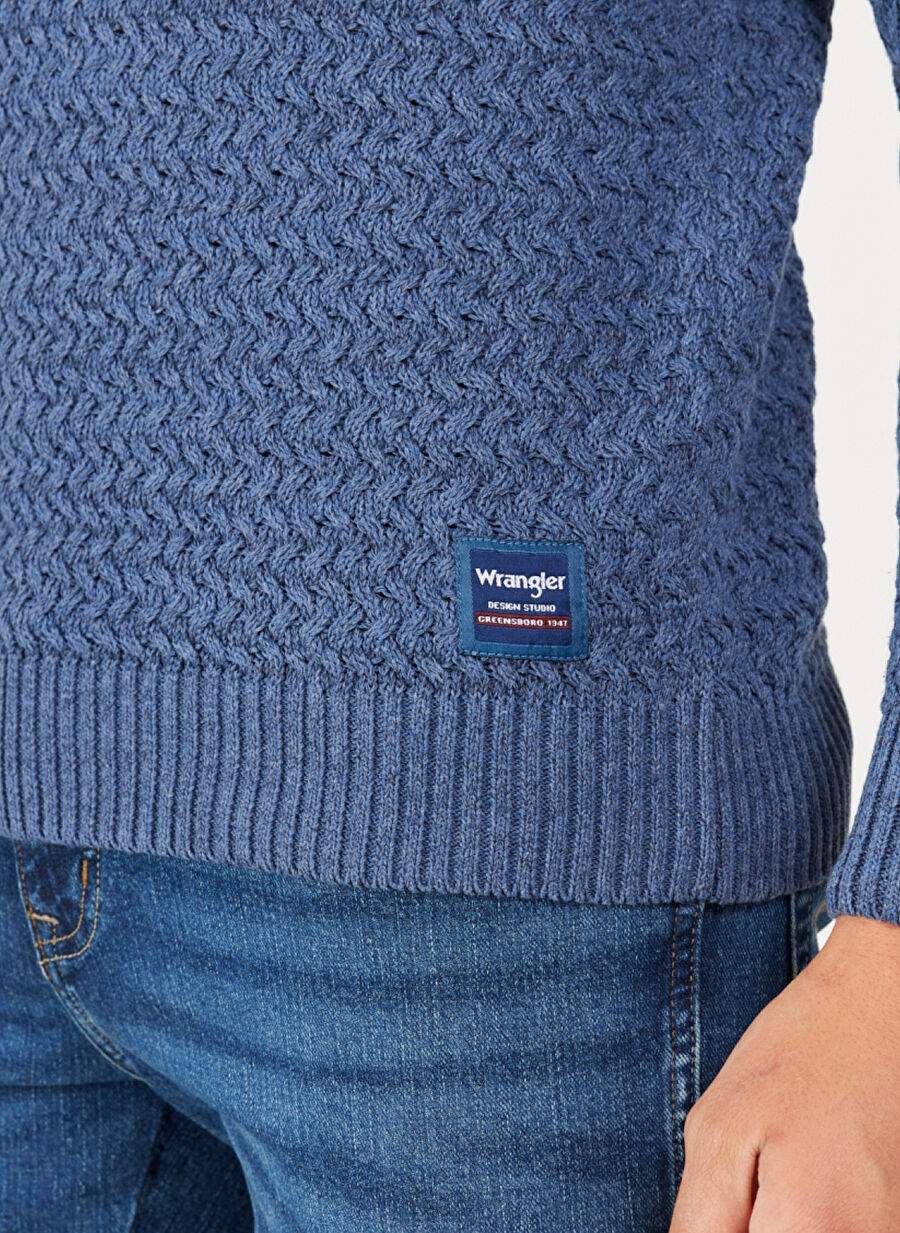 Wrangler Crew Neck Regular Fit Navy Blue Men's Sweater W232580410 Crew Neck Knitwear — Product image 4 of 6