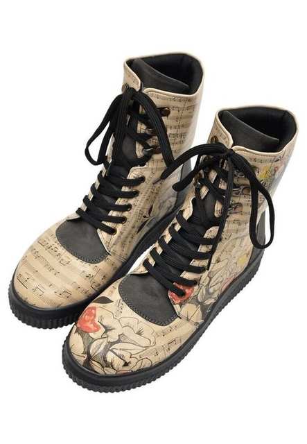 Women Vegan Leather Beige Long Boots - Music on World off Design