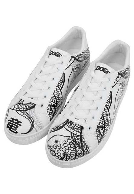 Men Vegan Leather White Sneakers - The Power Of The Dragon Design