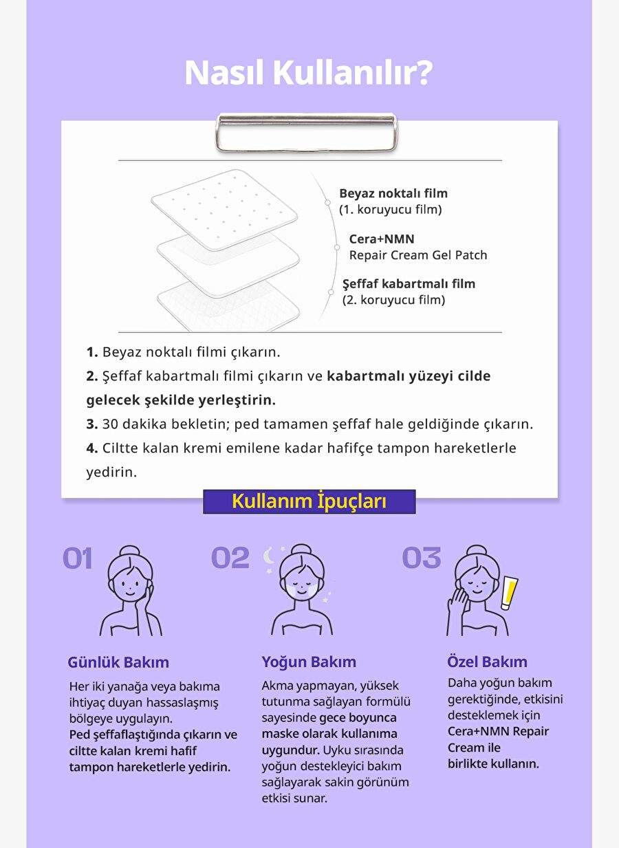 Skin Care Pad Supporting Seramide Containing Precision Barrier DERMATORY Cera+NMN Repair Cream Gel Patch — صورة المنتج 7 من 8