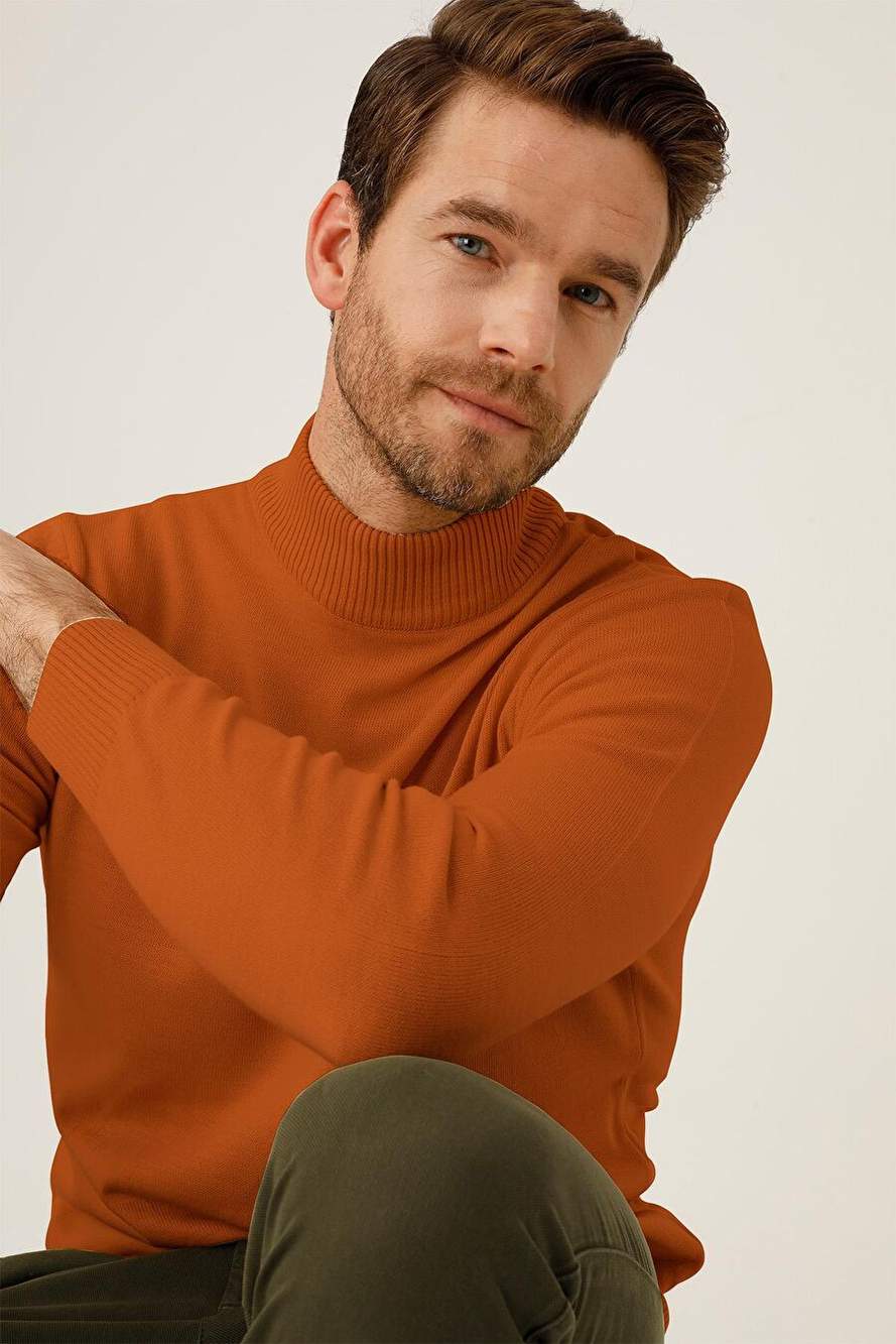 MEN'S ORANGE STANDARD HALF FISHERMAN KNITWEAR — Product image 3 of 4