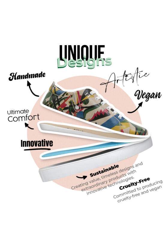 Women Vegan Leather Multicolor Sneakers - Beauty in Chaos Design — صورة المنتج 5 من 8