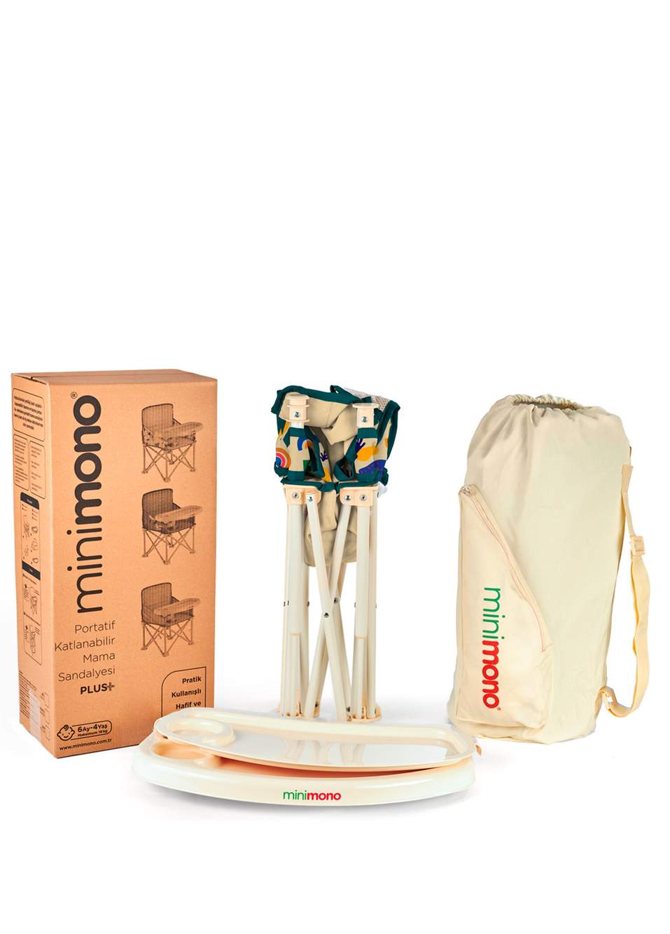 Plus Tropikal Desenli Bej Yükseltici Katlanabilir Portatif Mama Sandalyesi — Product image 7 of 7
